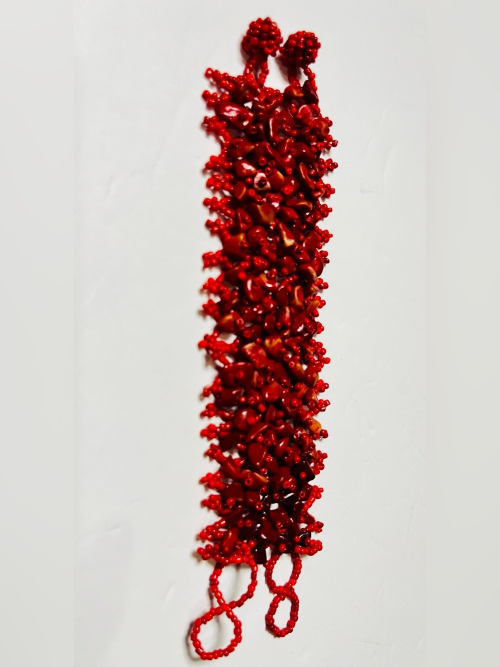 Red Cluster Coral Bead Stretch Bracelet - Women Jewelry $10 - Picture 4 of 7